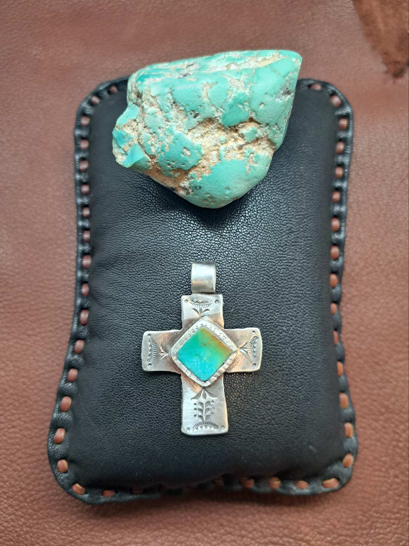 Sterling Silver Pendant with Inlaid Turquoise