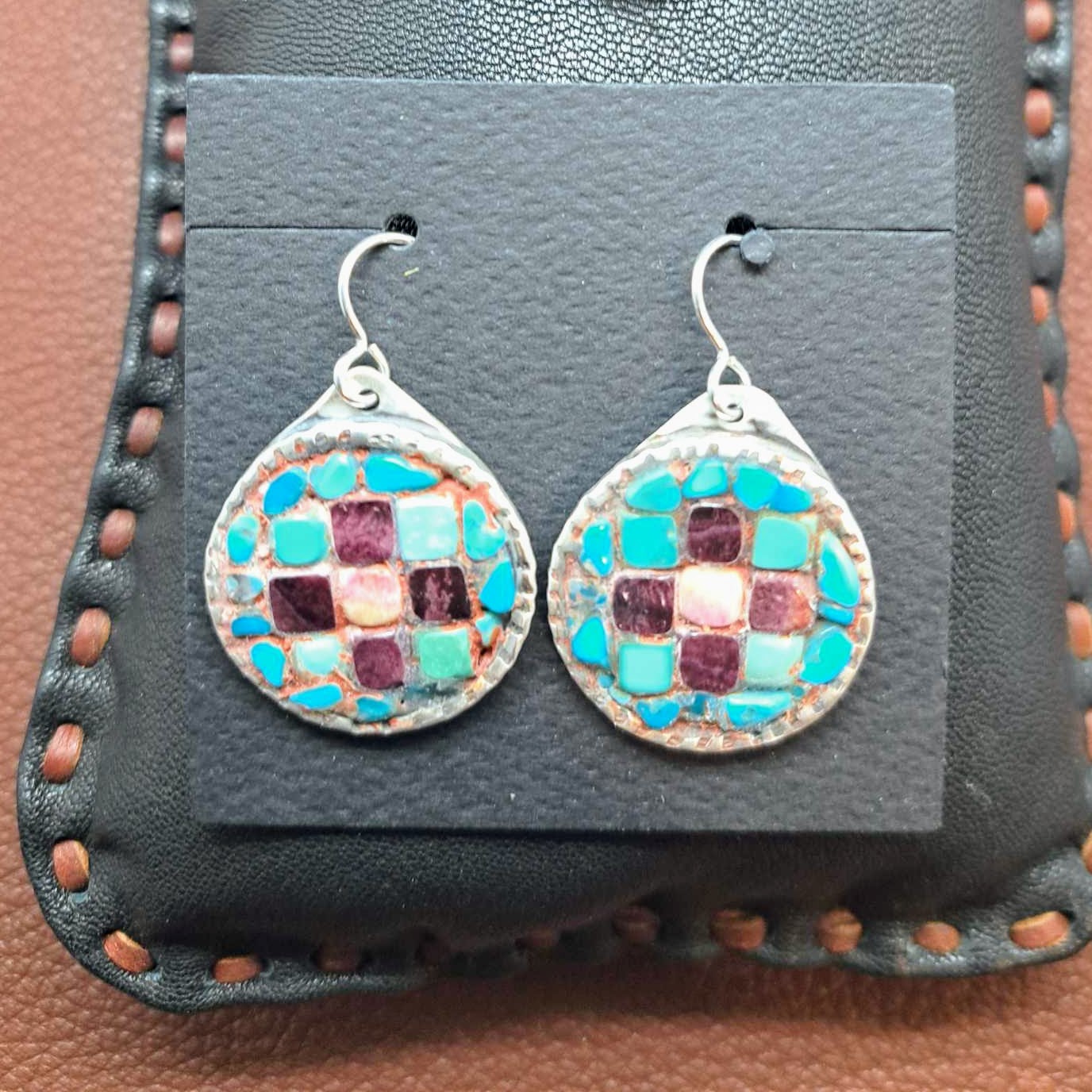 Turquoise & Spiny Oyster Inlay Earrings