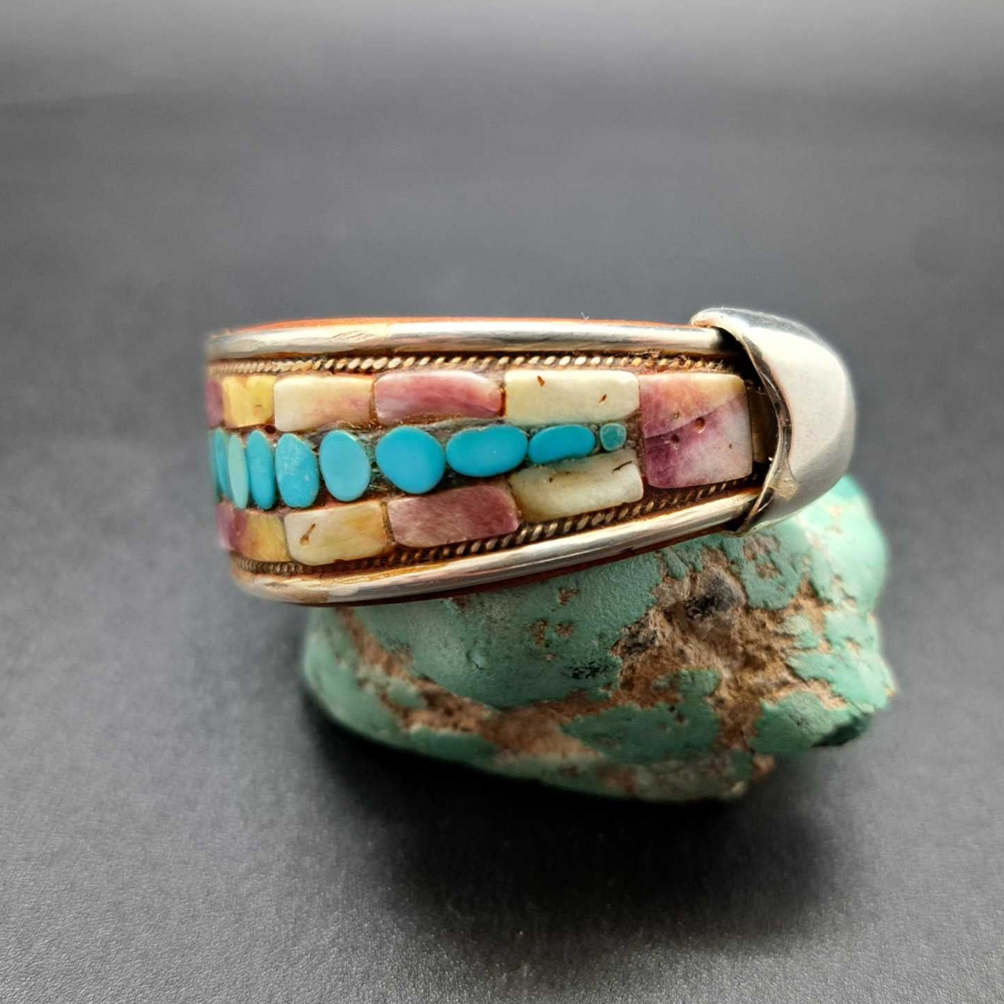 Turquoise & Spiny Oyster Inlay Cuff