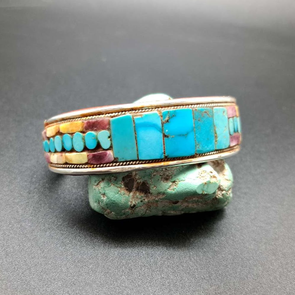 Turquoise & Spiny Oyster Inlay Cuff