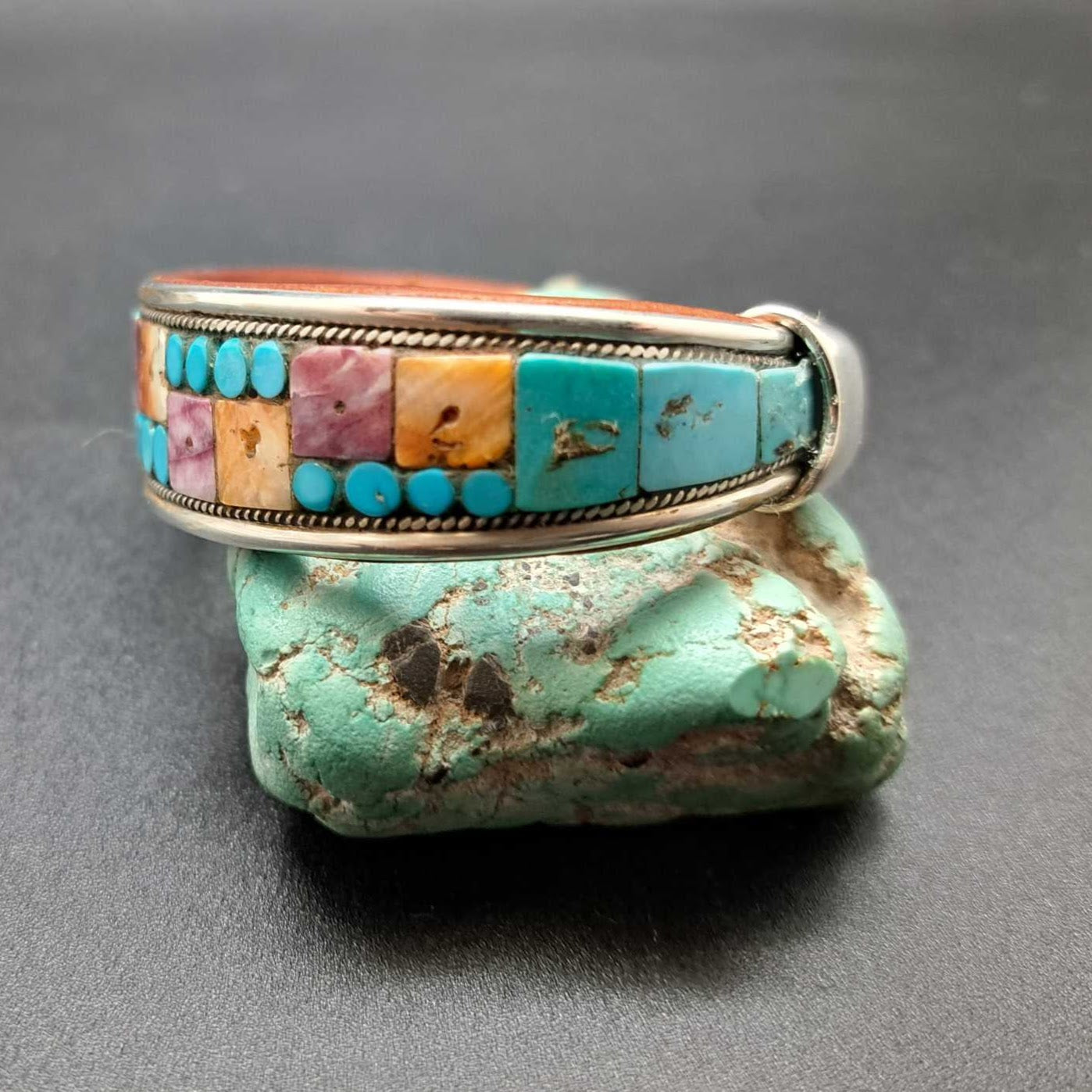 Turquoise & Spiny Oyster Inlay Cuff
