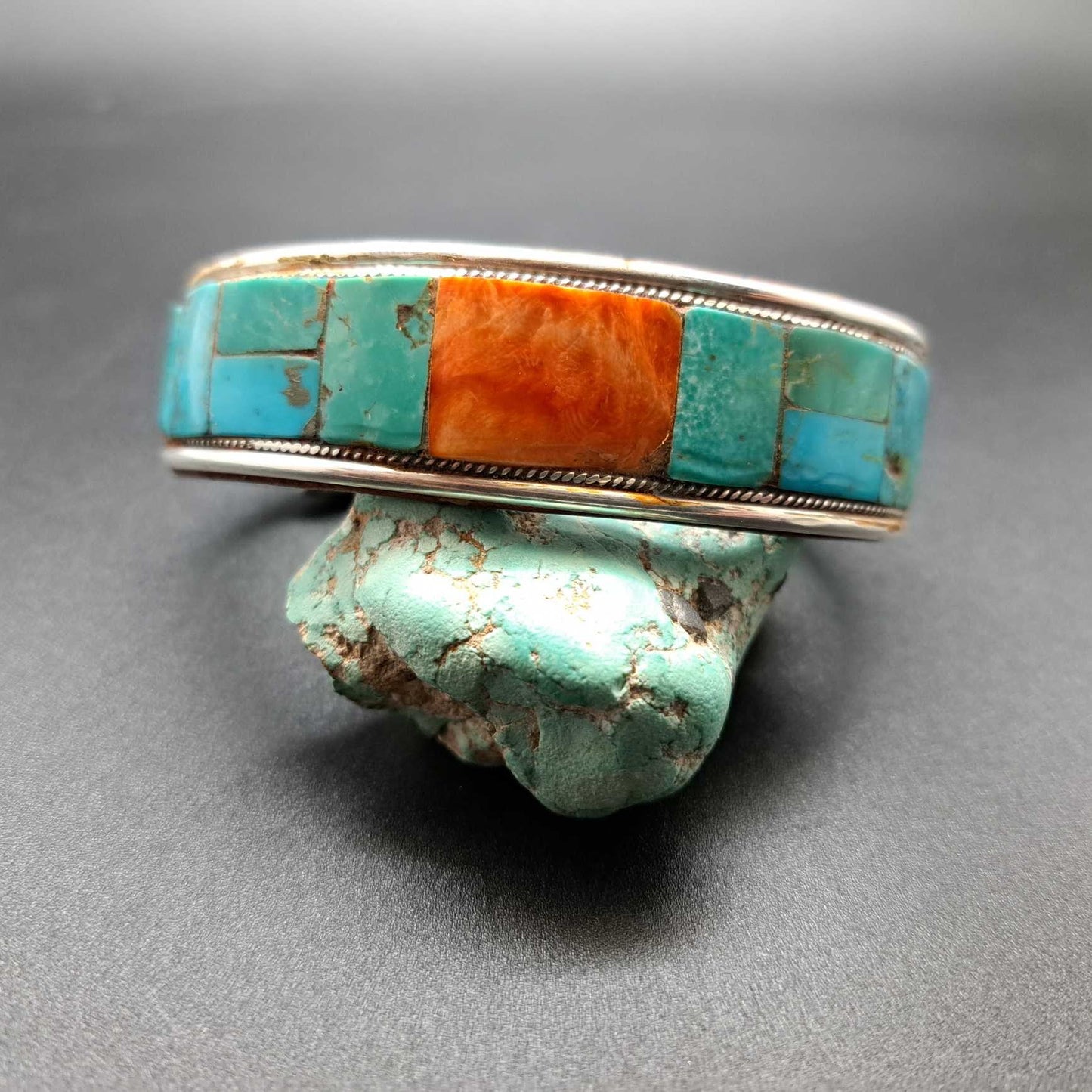 Turquoise & Spiny Oyster Inlay Cuff