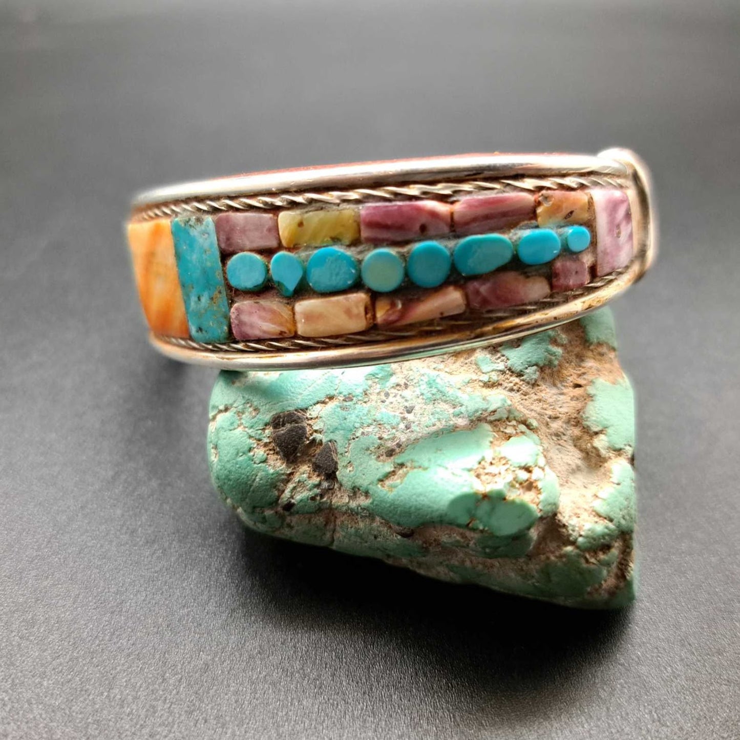 Turquoise & Spiny Oyster Inlay Cuff