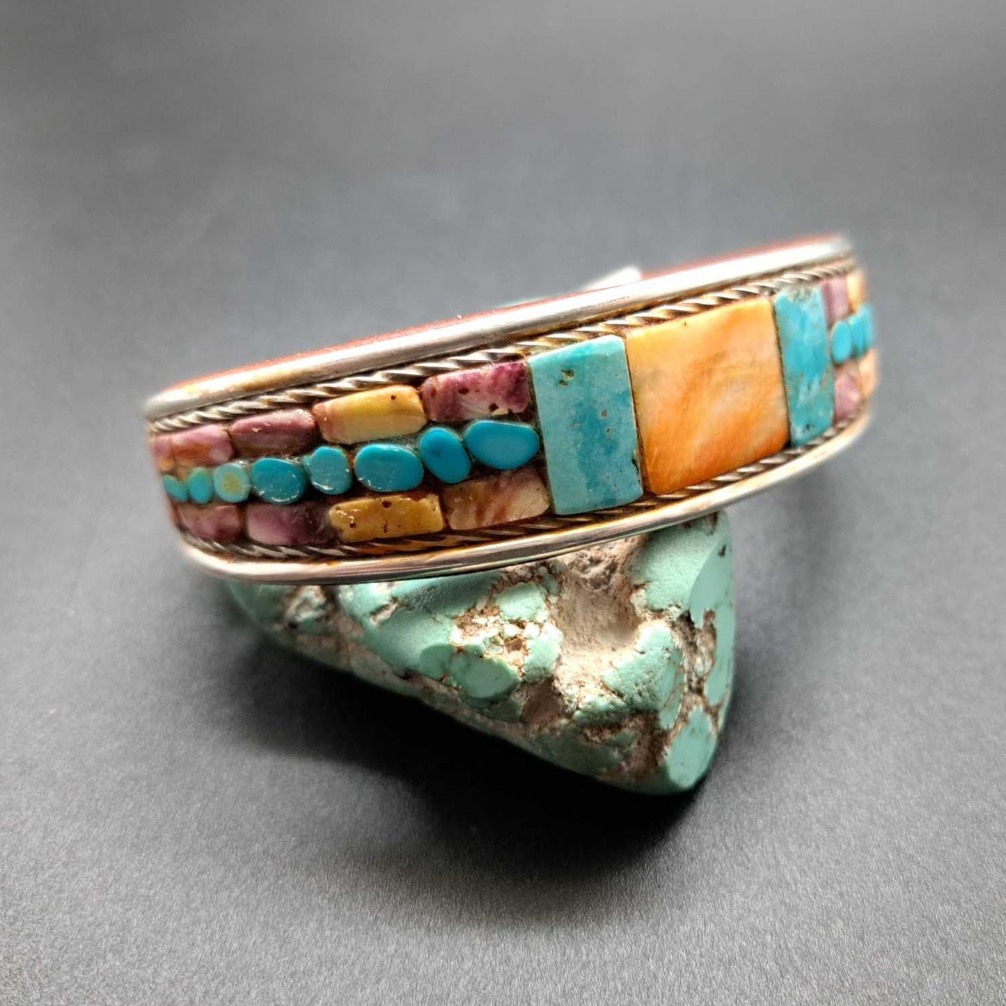 Turquoise & Spiny Oyster Inlay Cuff