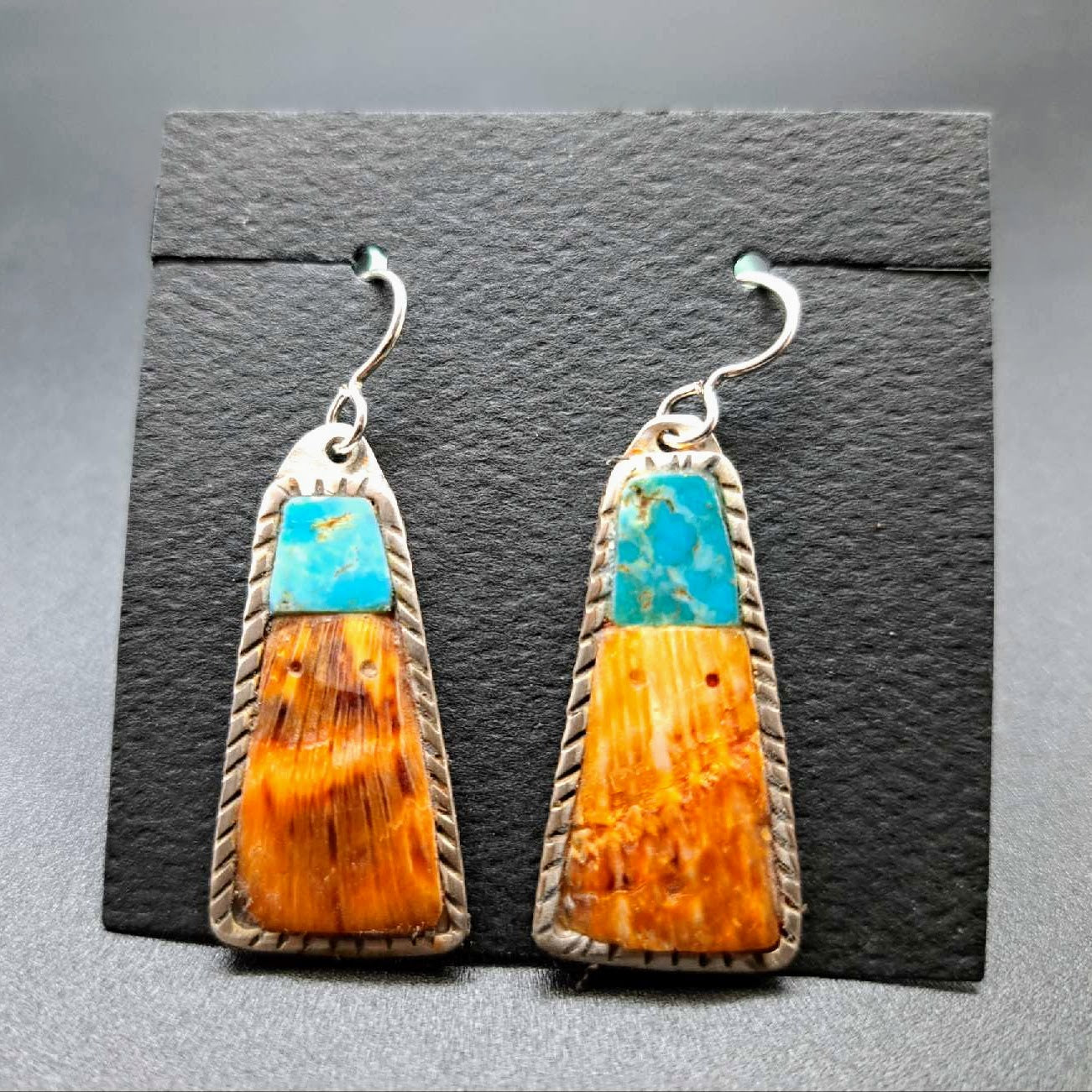 Turquoise & Spiny Oyster Inlay Earrings