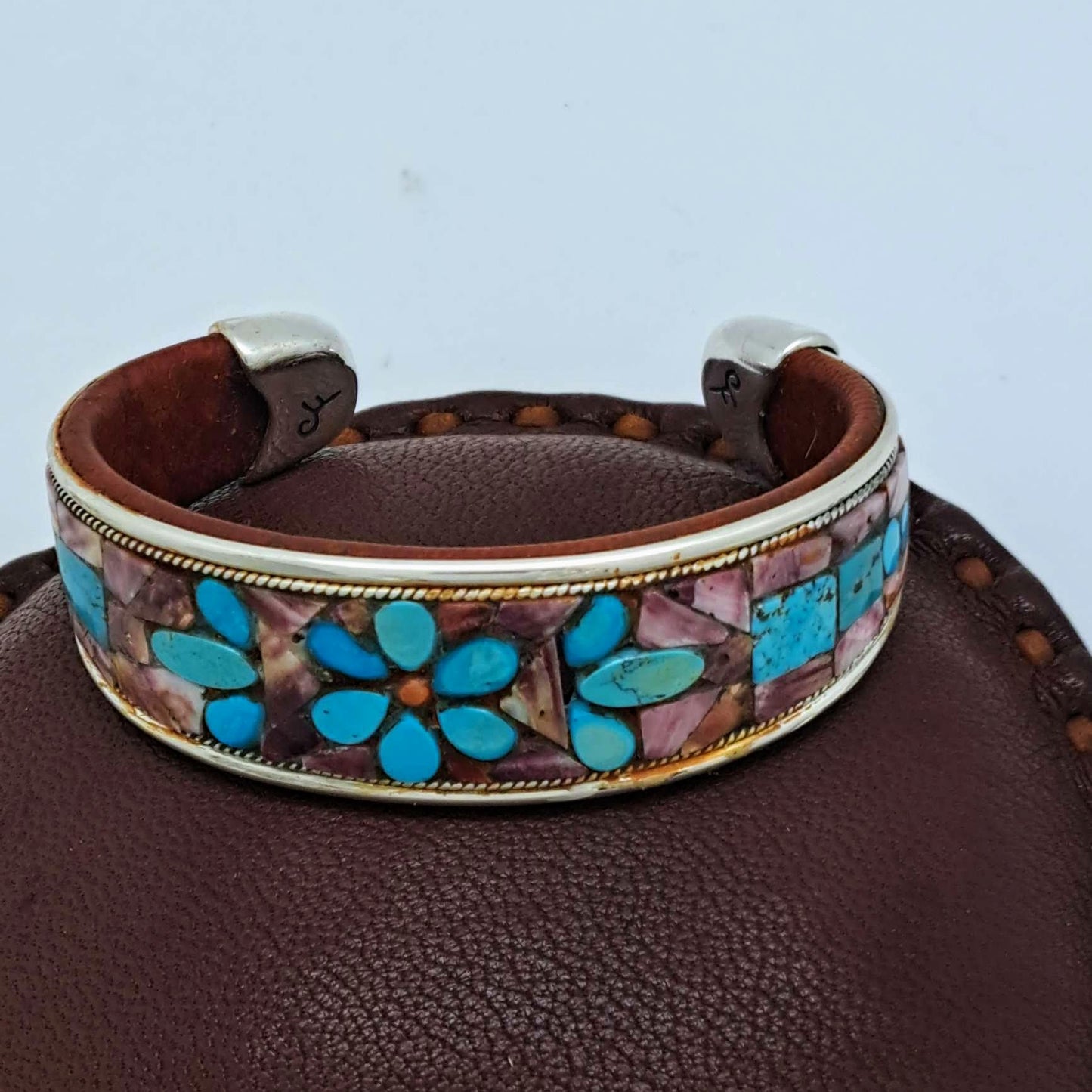 Turquoise Floral Inlay Cuff