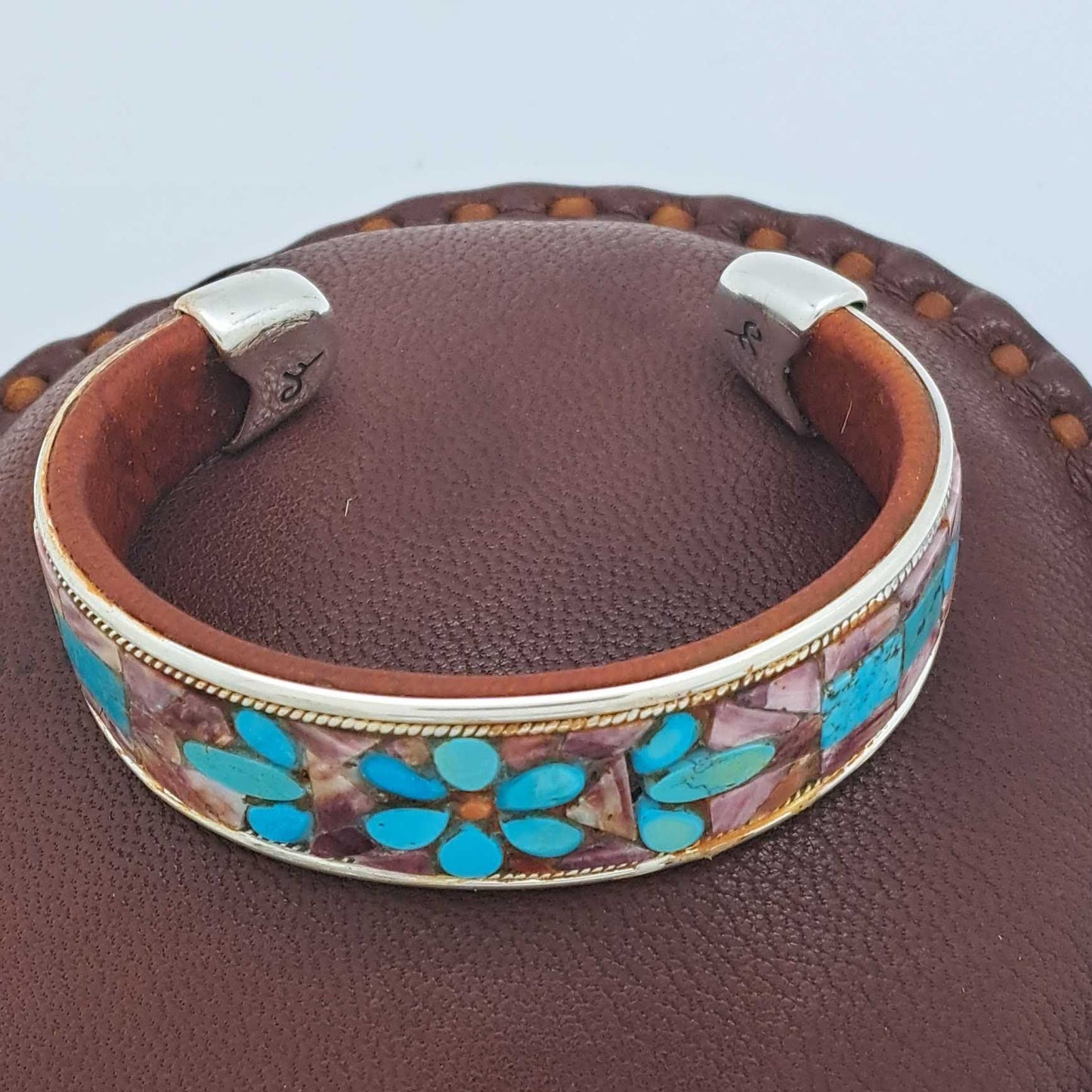 Turquoise Floral Inlay Cuff