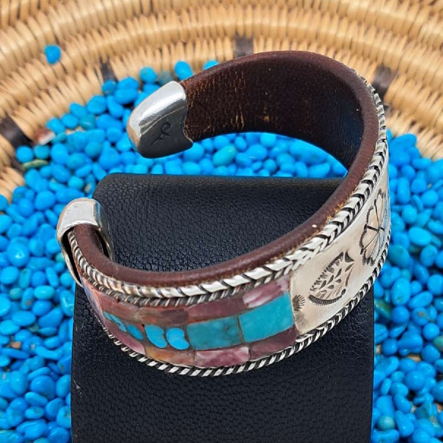 Turquoise & Spiny Oyster Inlay Cuff