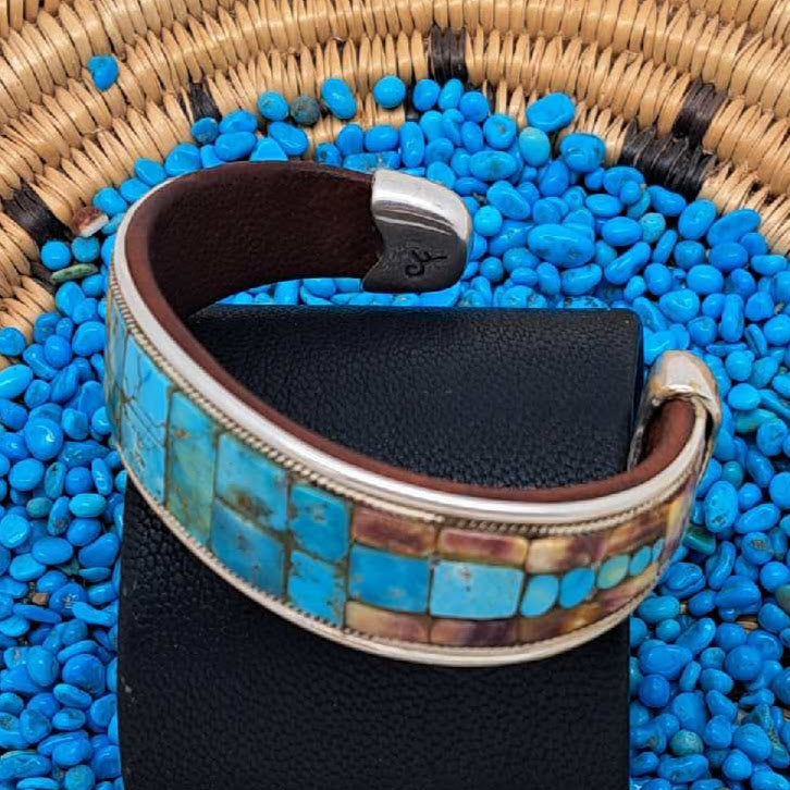 Turquoise & Spiny Oyster Inlay Cuff