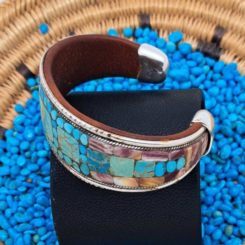 Turquoise & Spiny Oyster Inlay Cuff