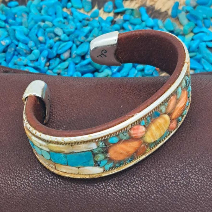 Turquoise & Spiny Oyster Inlay Cuff