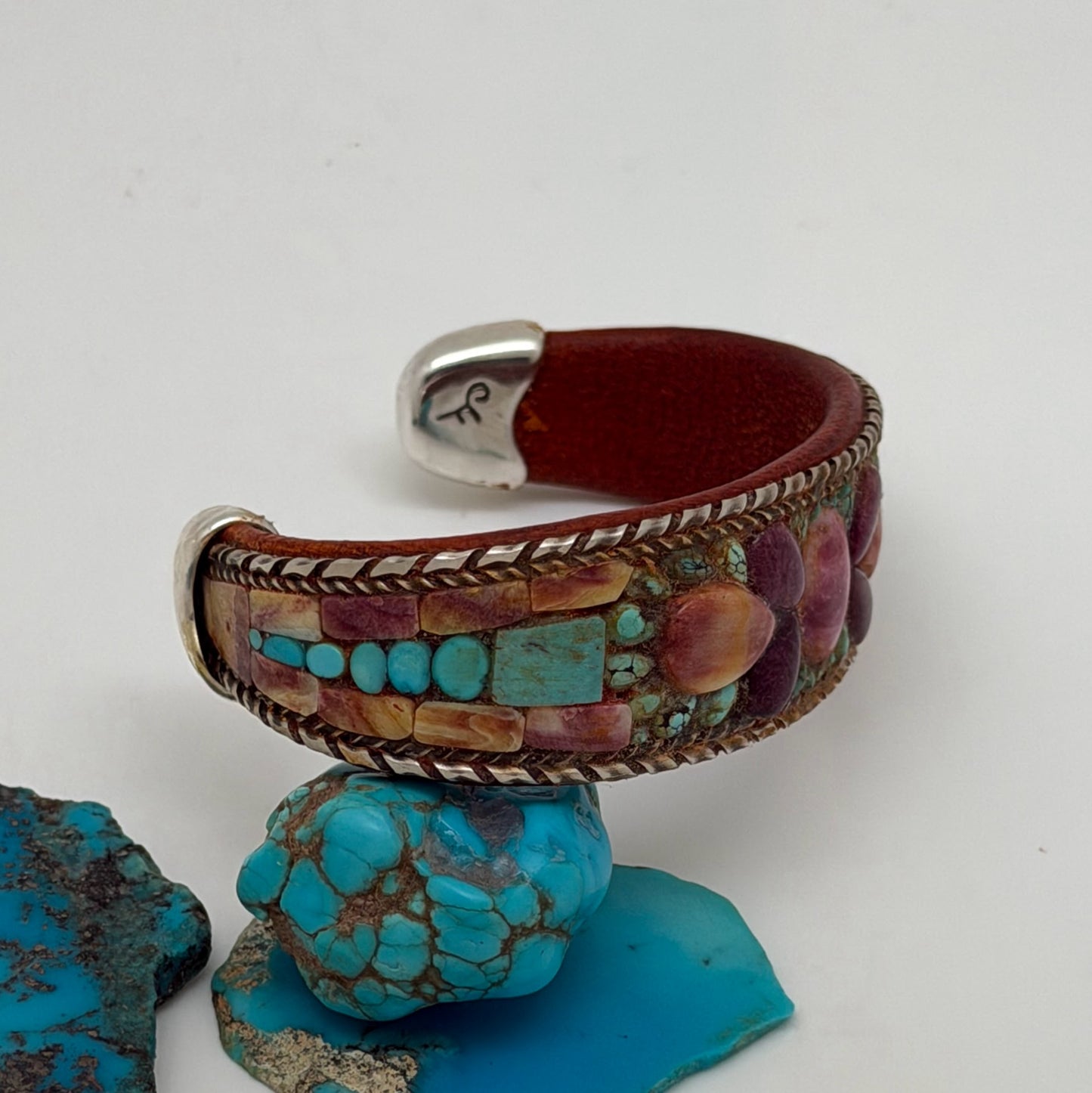 Turquoise & Spiny Oyster Inlay Cuff