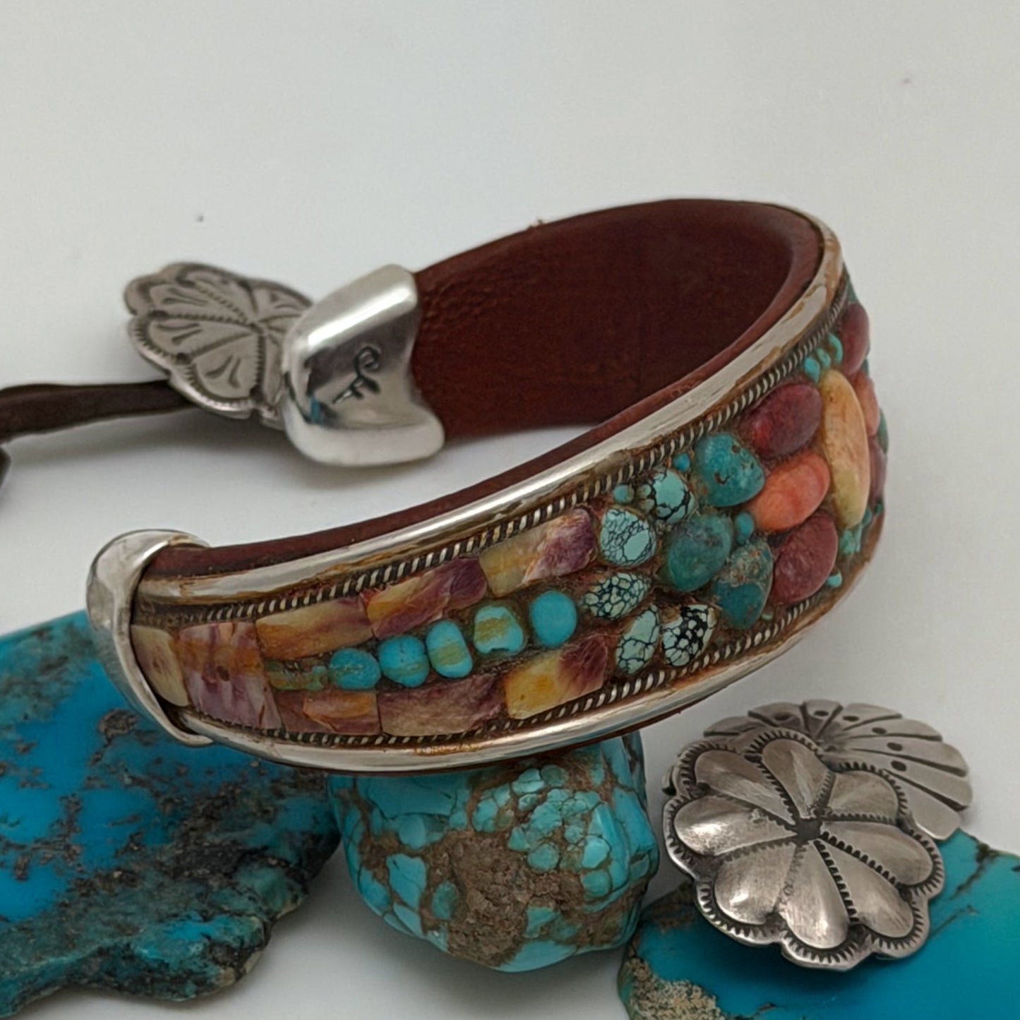Turquoise & Spiny Oyster Inlay Cuff