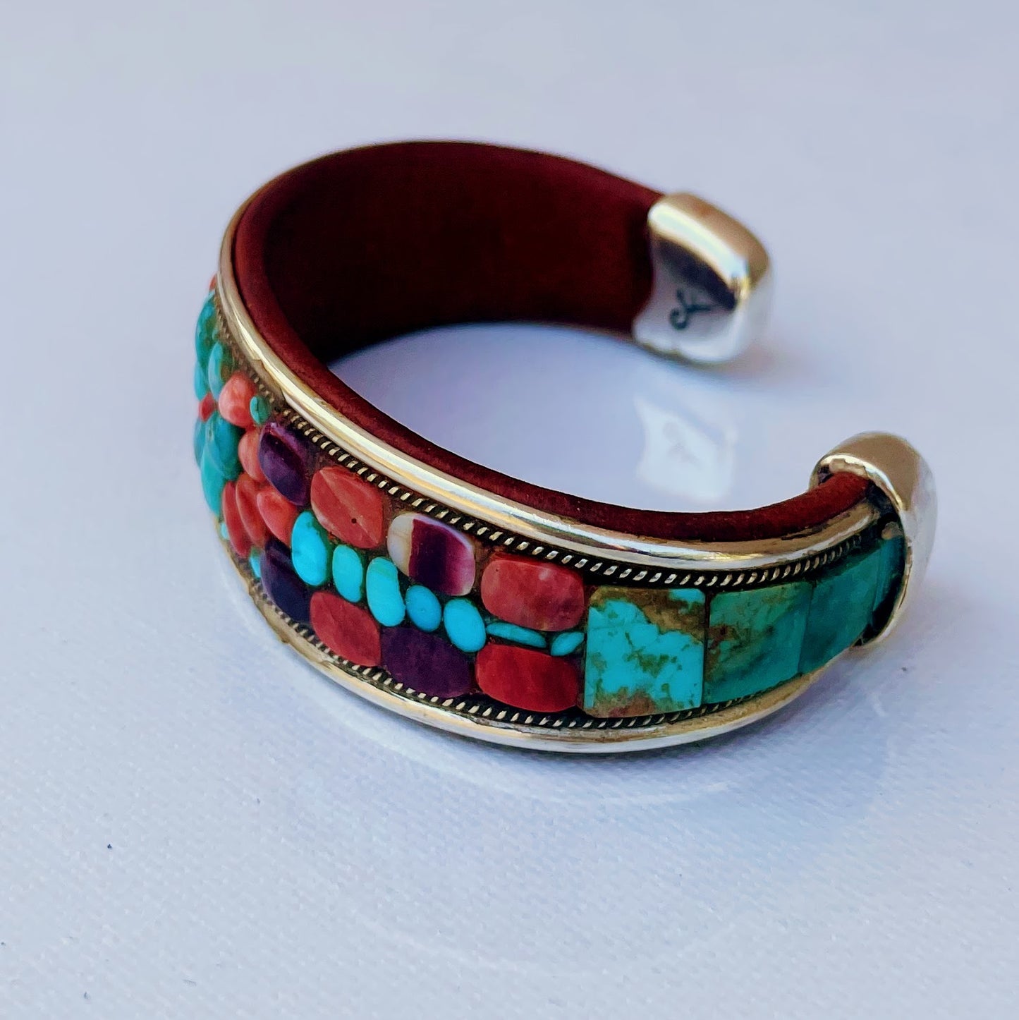 Turquoise Floral Inlay Cuff
