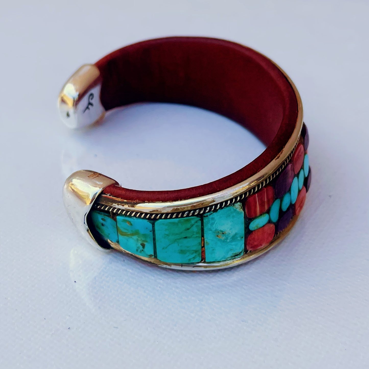 Turquoise Floral Inlay Cuff
