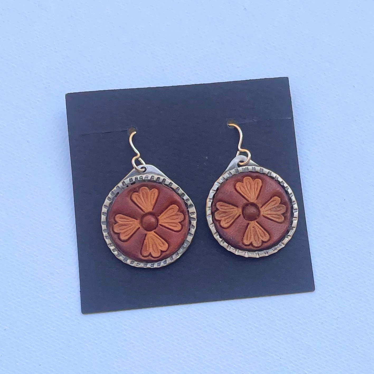 Leather Inlay Earrings