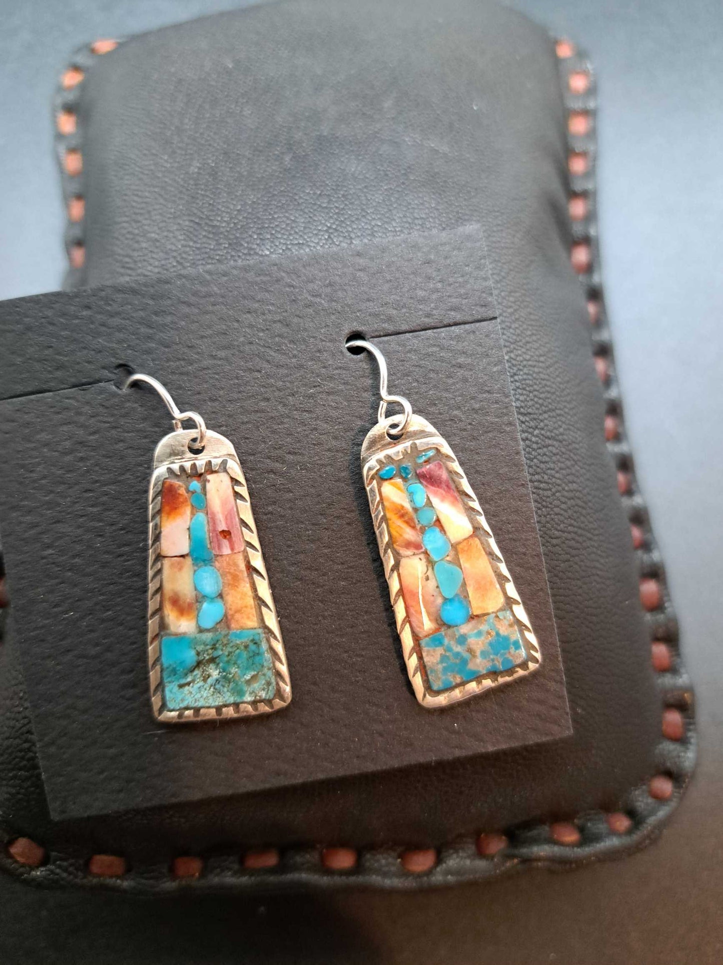 Turquoise & Spiny Oyster Inlay Earrings