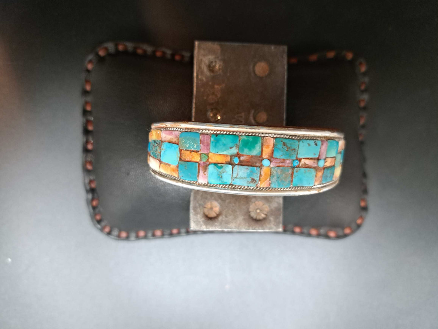 Turquoise & Spiny Oyster Inlay Cuff