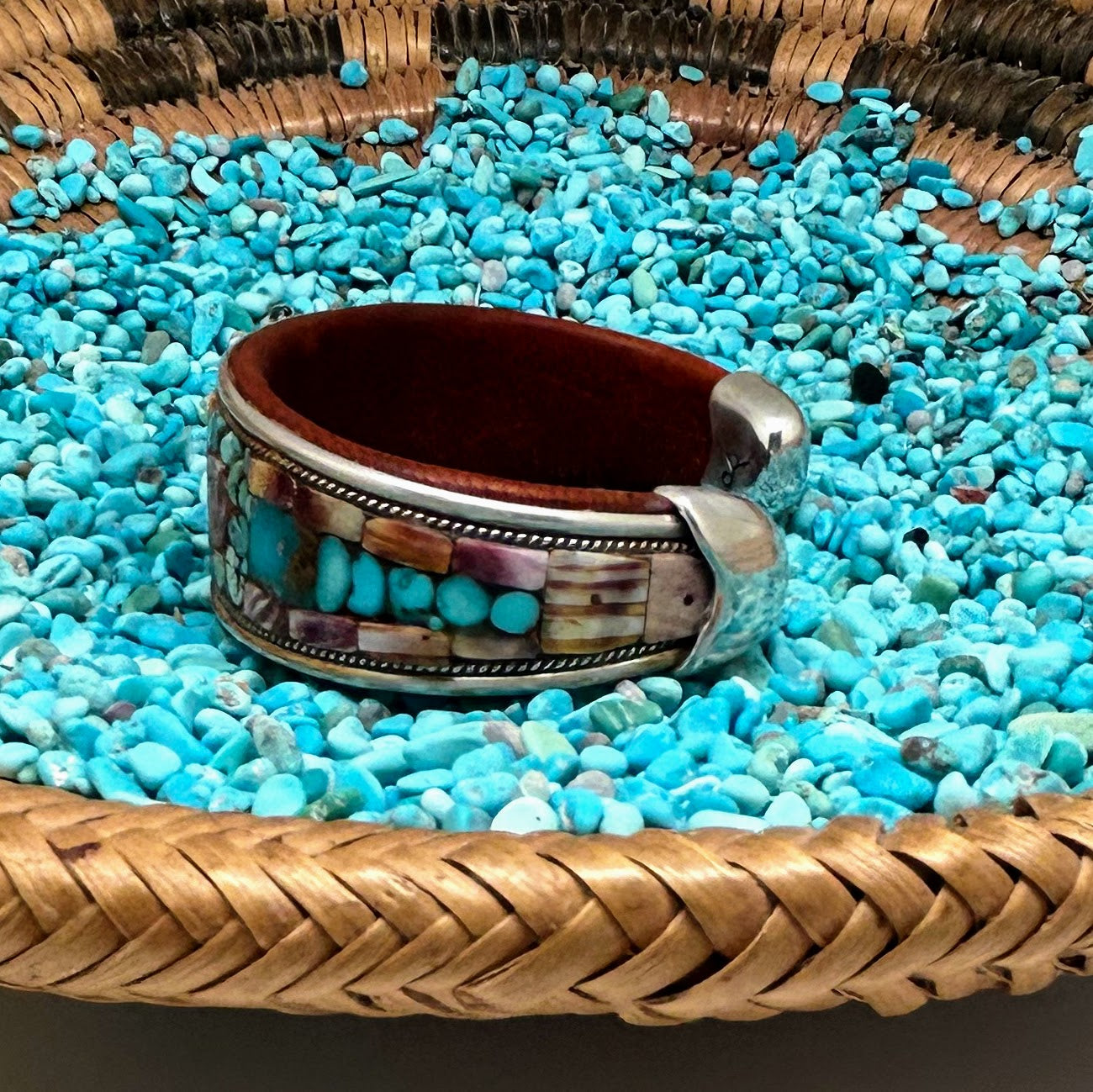 Turquoise & Spiny Oyster Inlay Cuff