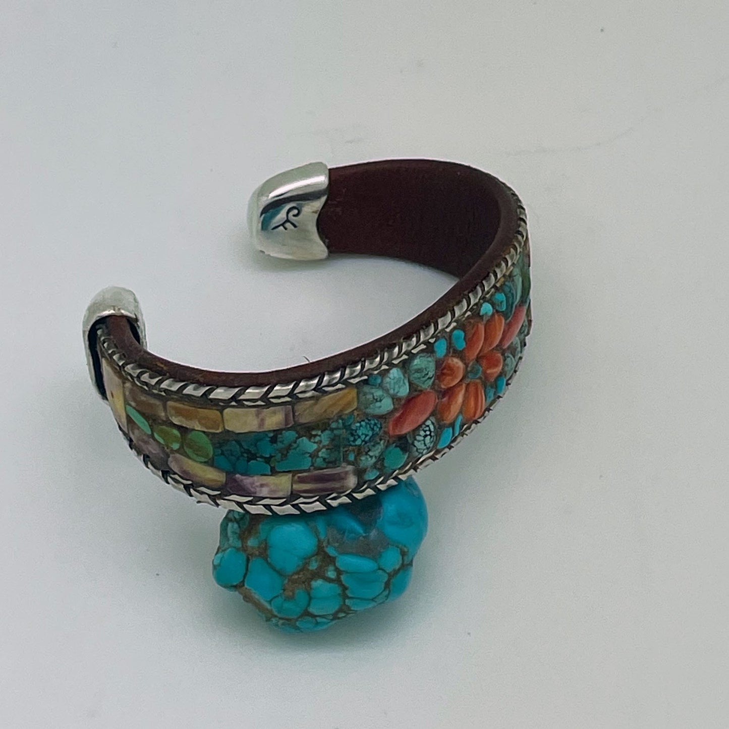 Turquoise Floral Inlay Cuff