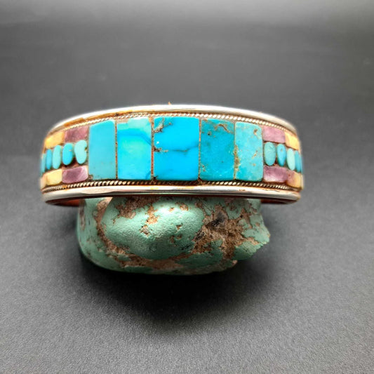 Turquoise & Spiny Oyster Inlay Cuff