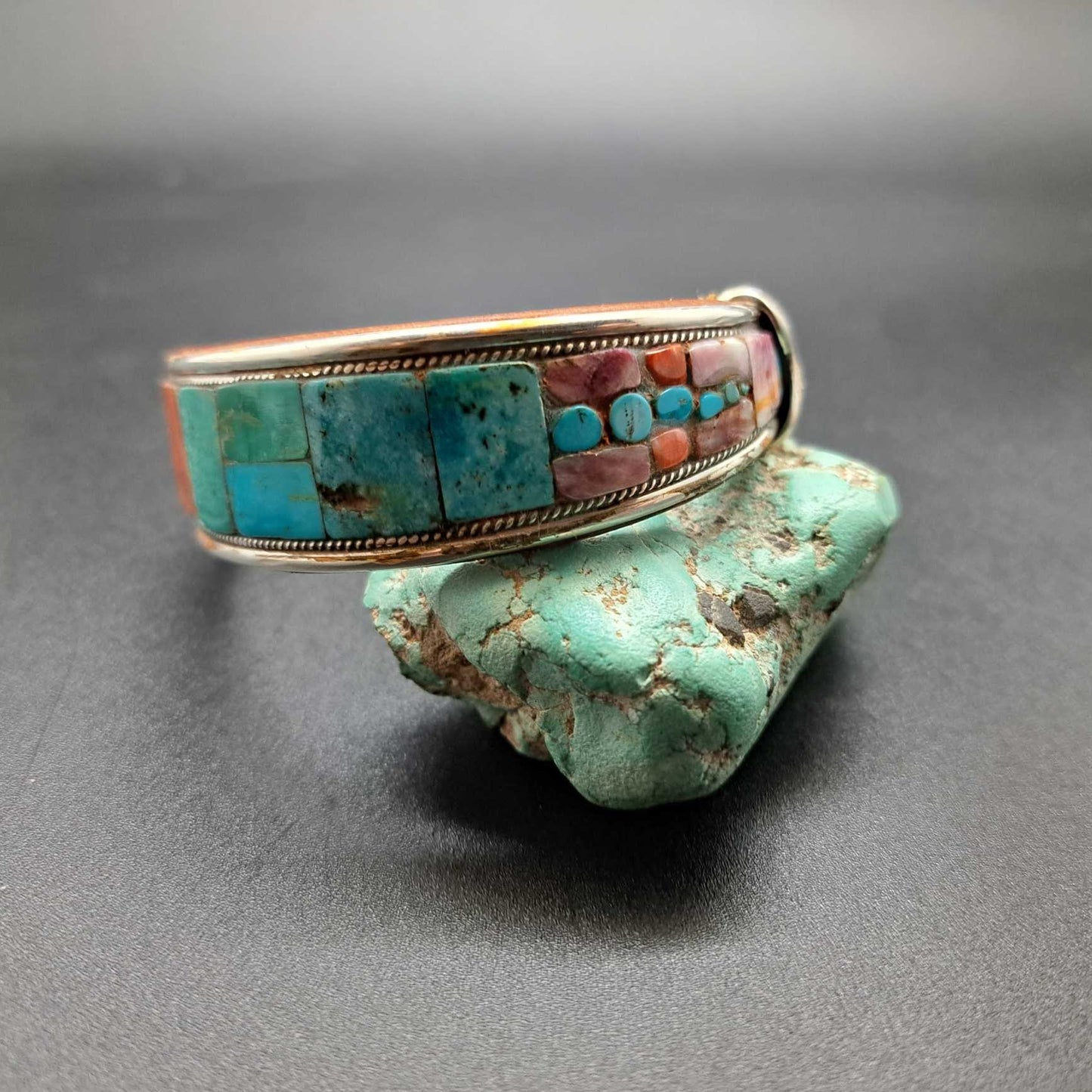 Turquoise & Spiny Oyster Inlay Cuff