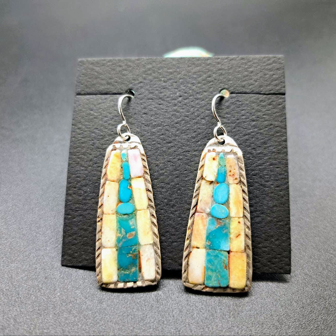 Turquoise & Spiny Oyster Inlay Earrings