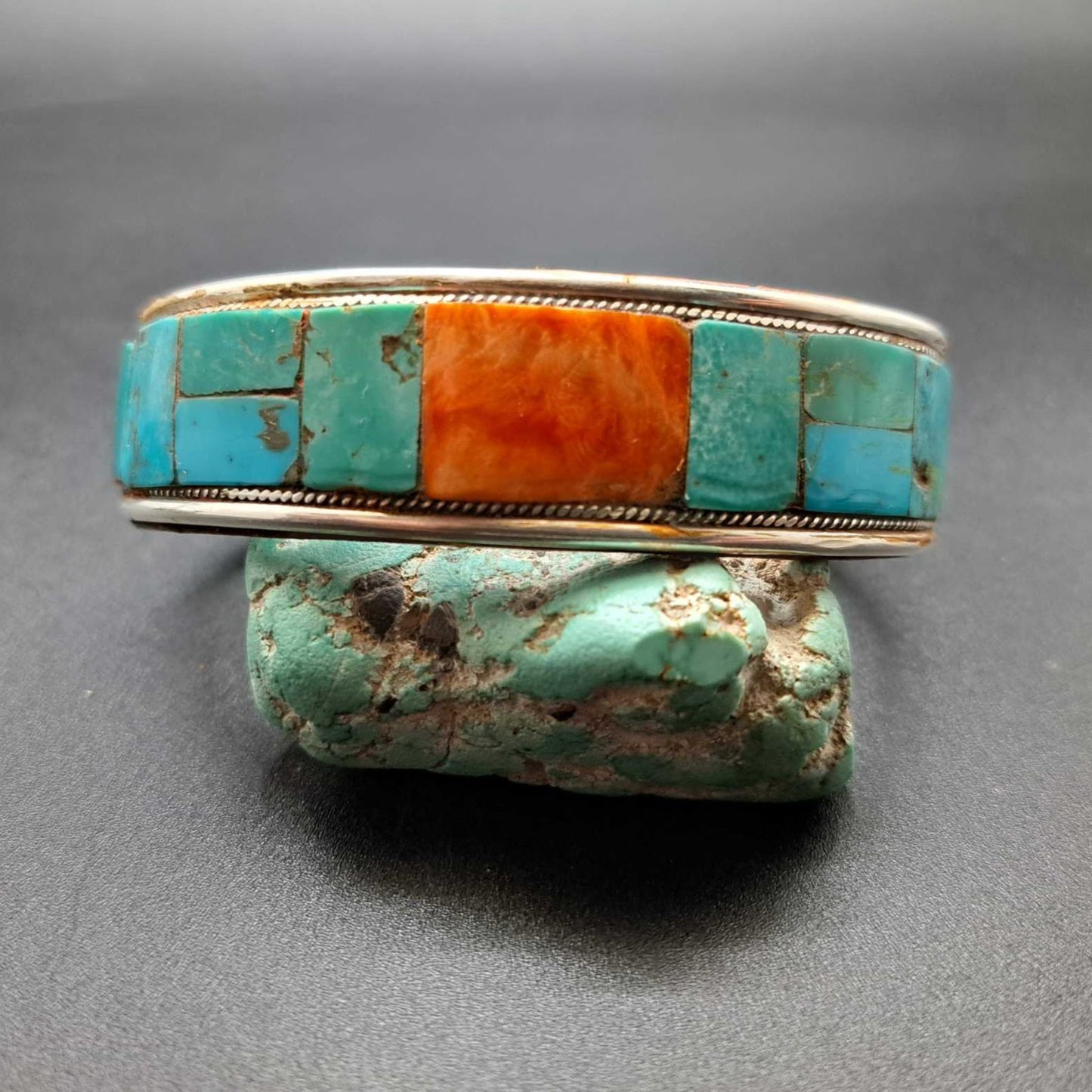 Turquoise & Spiny Oyster Inlay Cuff