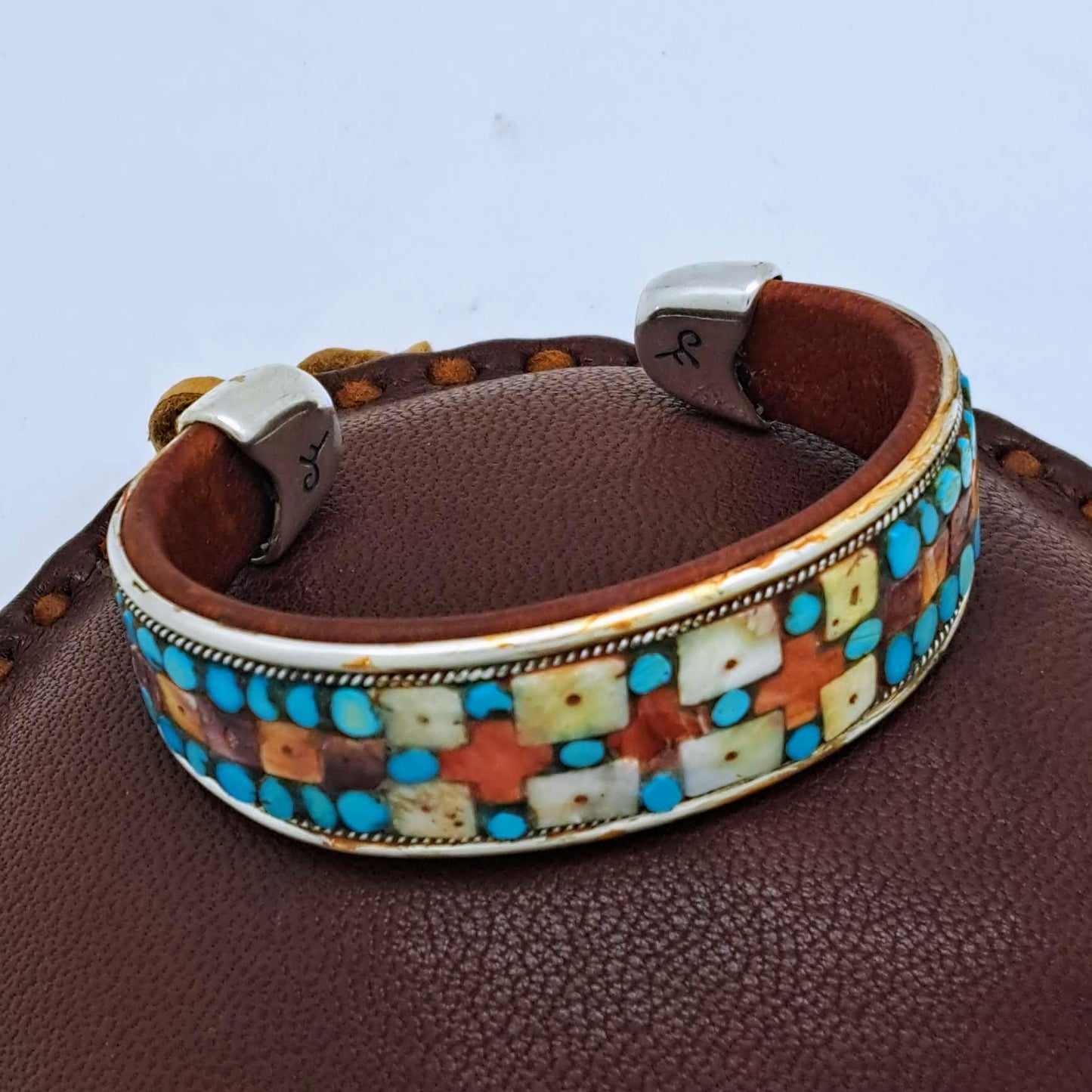 Turquoise & Spiny Oyster Inlay Cuff