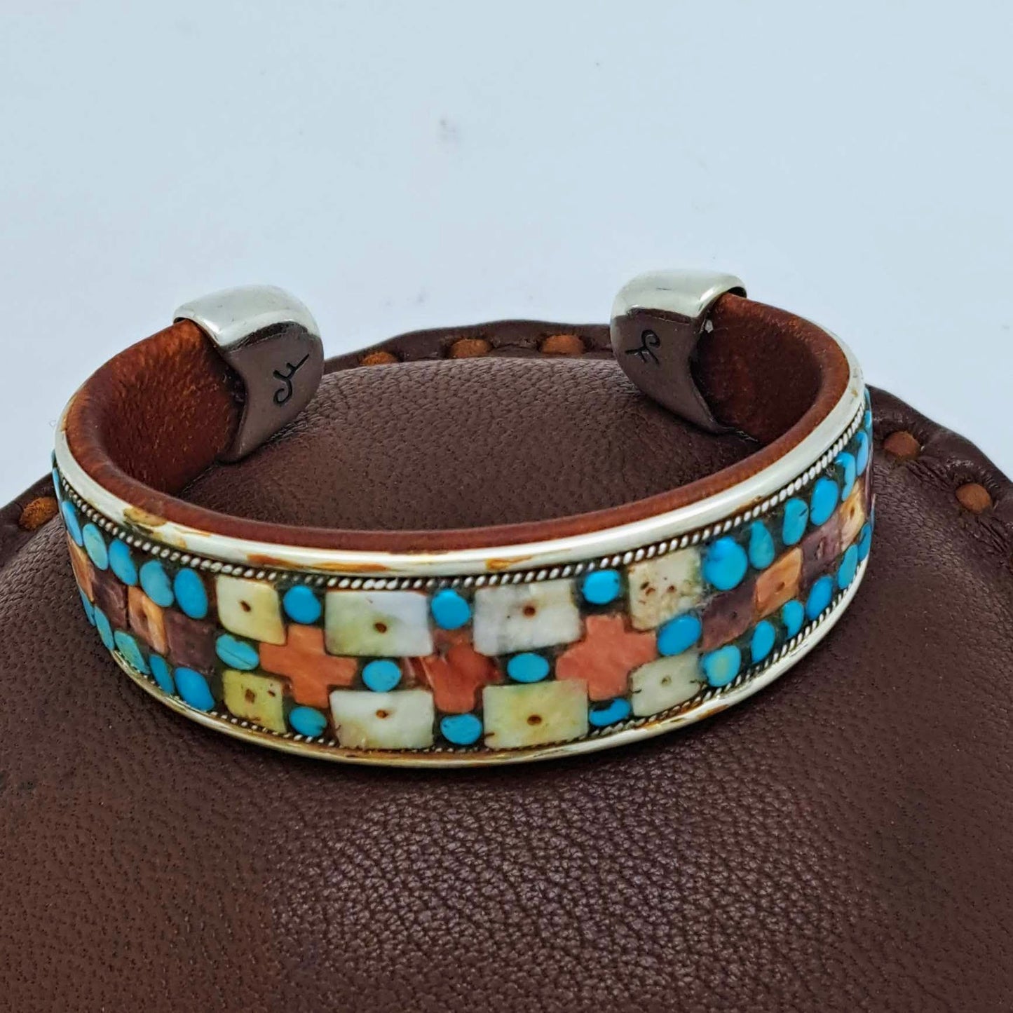 Turquoise & Spiny Oyster Inlay Cuff