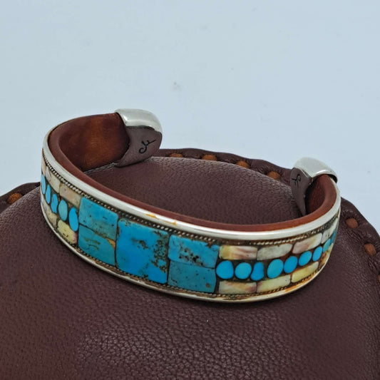 Turquoise & Spiny Oyster Inlay Cuff