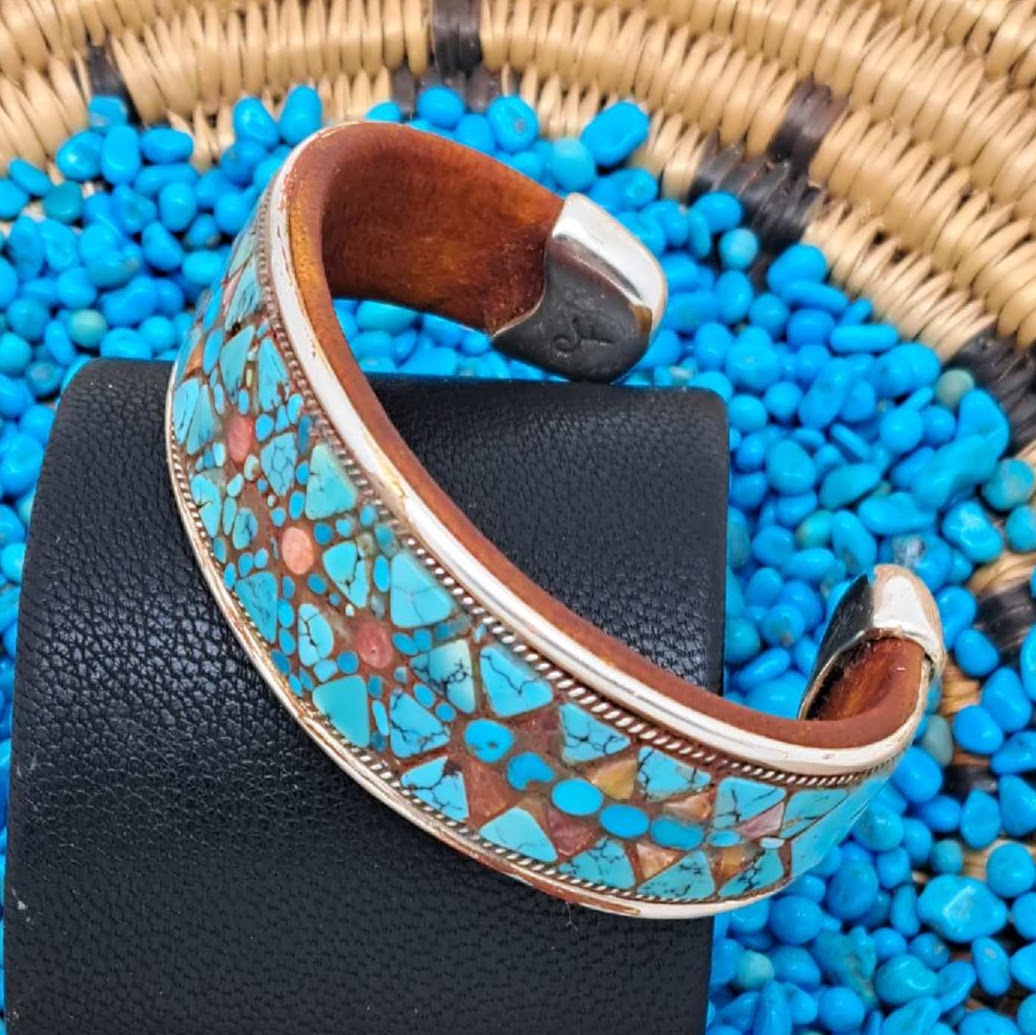 Turquoise & Spiny Oyster Inlay Cuff