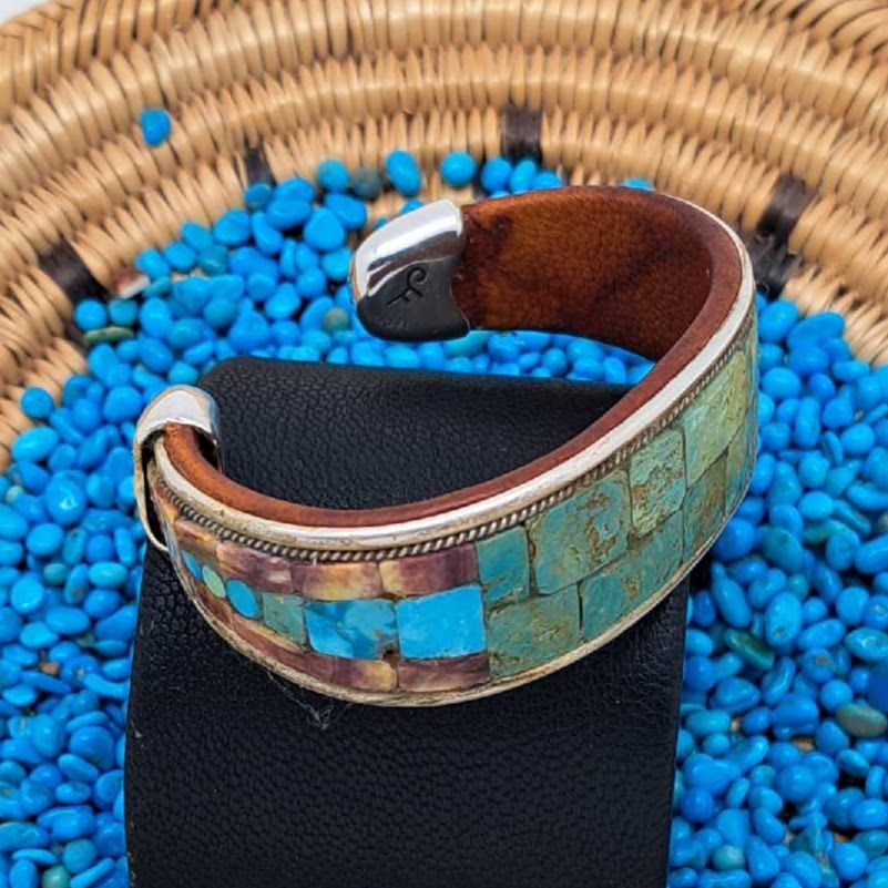 Turquoise & Spiny Oyster Inlay Cuff
