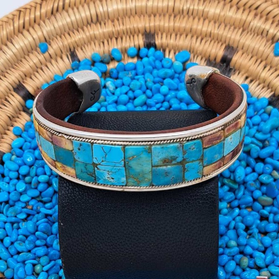 Turquoise & Spiny Oyster Inlay Cuff