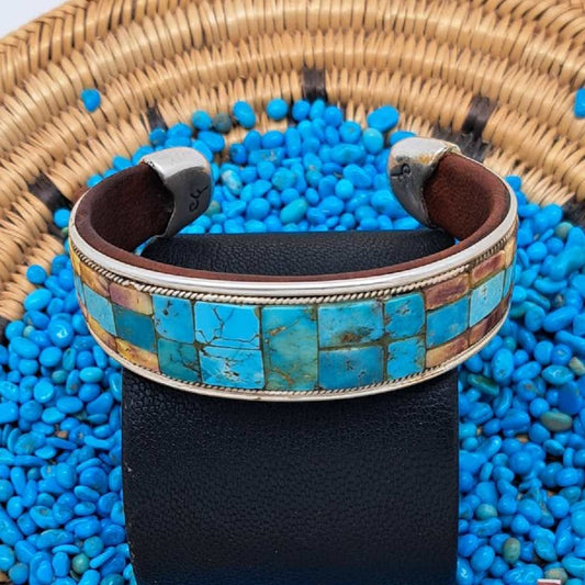 Turquoise & Spiny Oyster Inlay Cuff