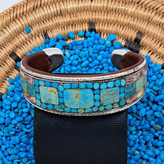 Turquoise & Spiny Oyster Inlay Cuff