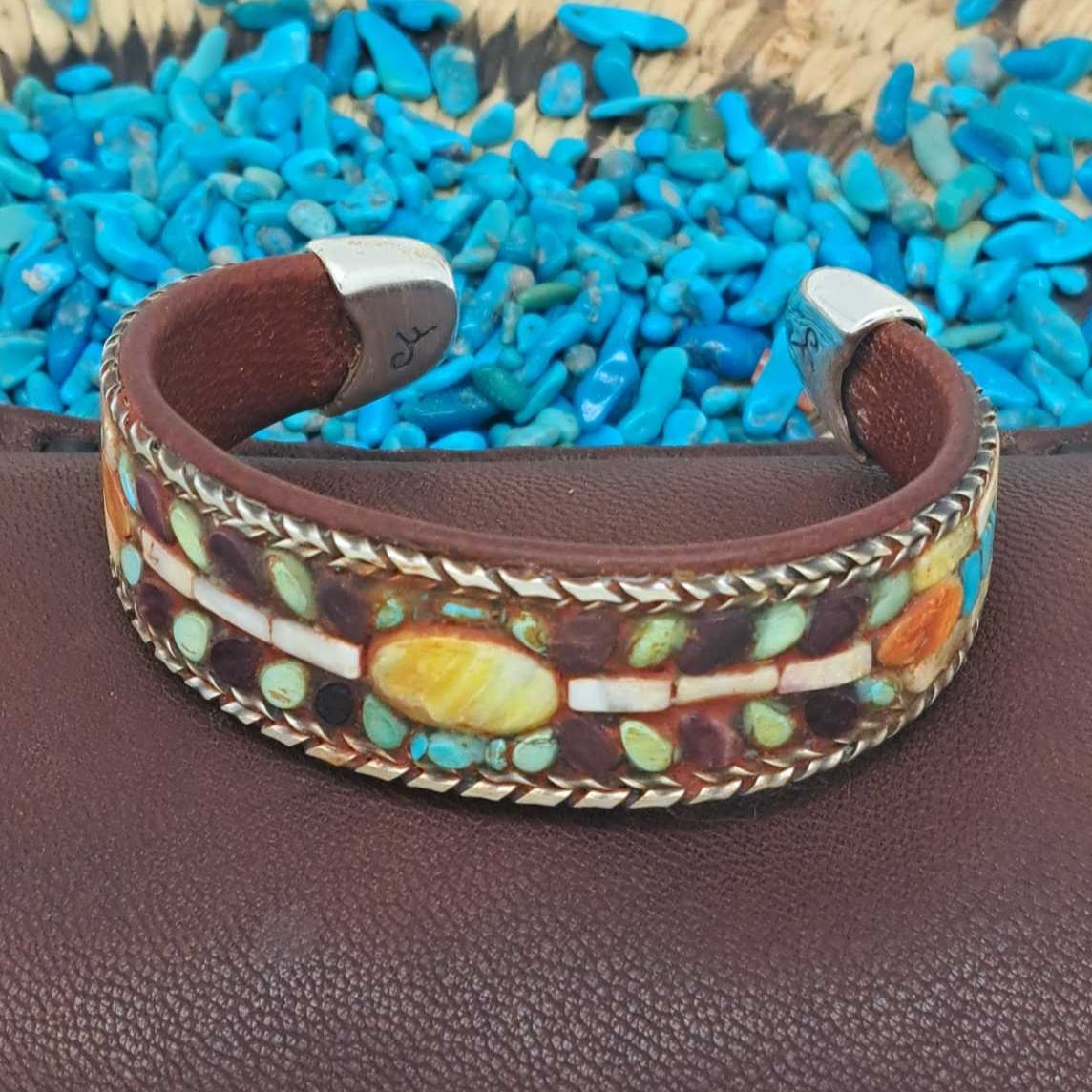 Turquoise & Spiny Oyster Inlay Cuff