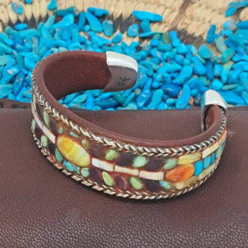 Turquoise & Spiny Oyster Inlay Cuff
