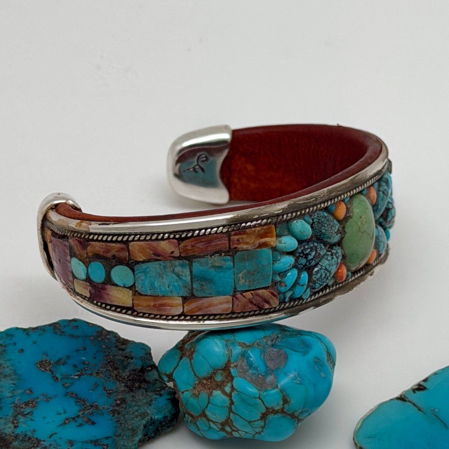 Turquoise & Spiny Oyster Inlay Cuff