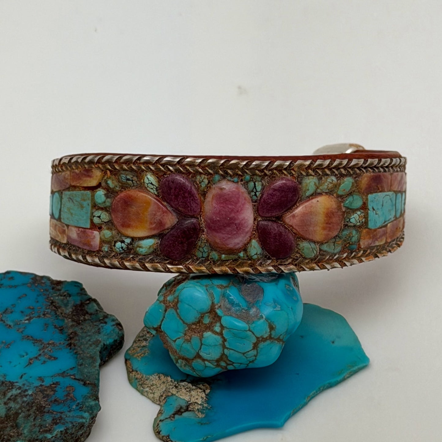 Turquoise & Spiny Oyster Inlay Cuff