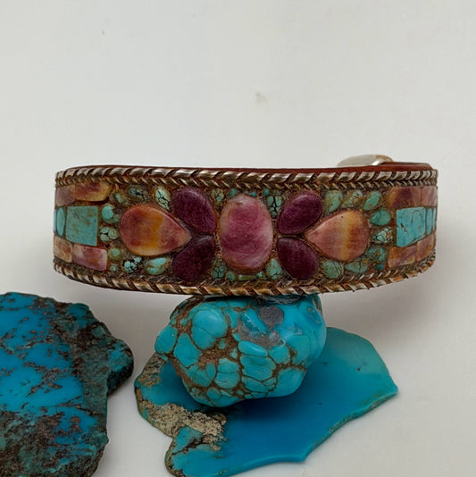 Turquoise & Spiny Oyster Inlay Cuff