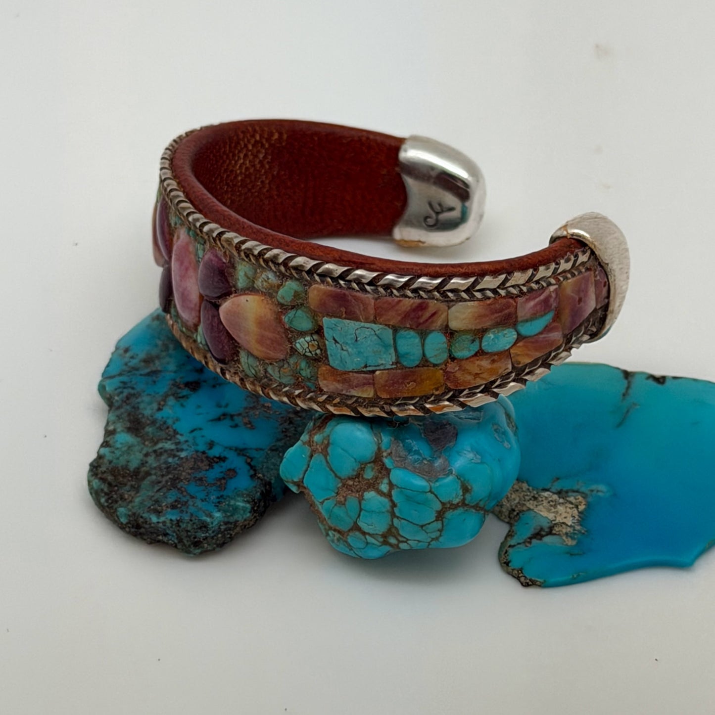 Turquoise & Spiny Oyster Inlay Cuff