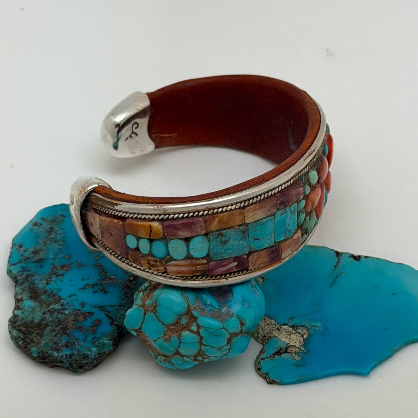 Turquoise Floral Inlay Cuff
