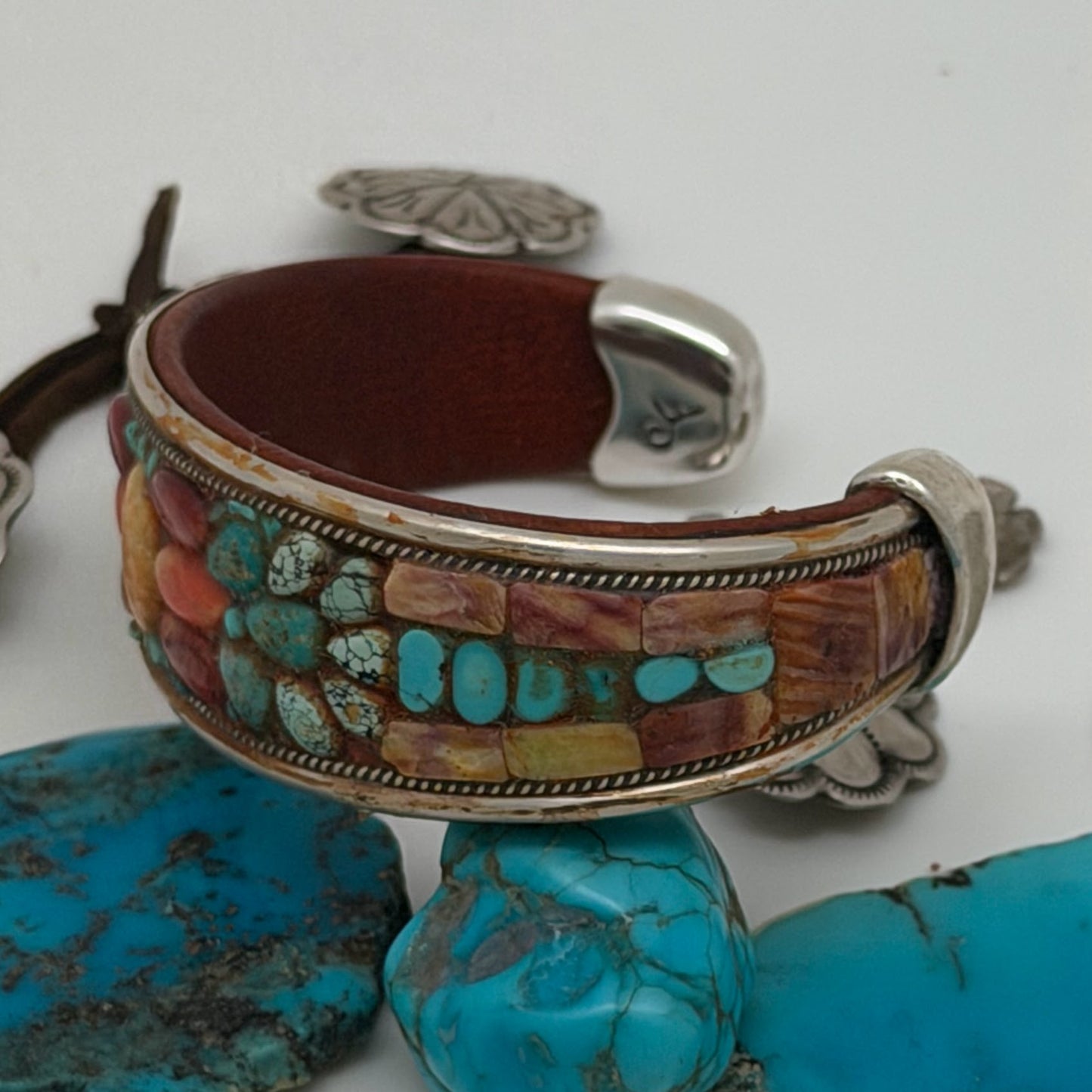 Turquoise & Spiny Oyster Inlay Cuff