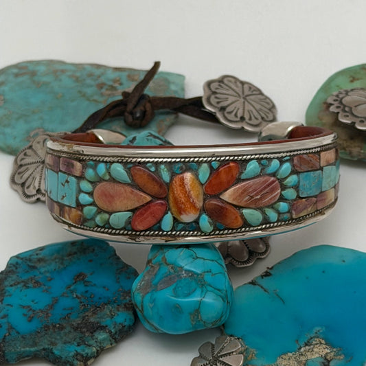 Turquoise & Spiny Oyster Inlay Cuff
