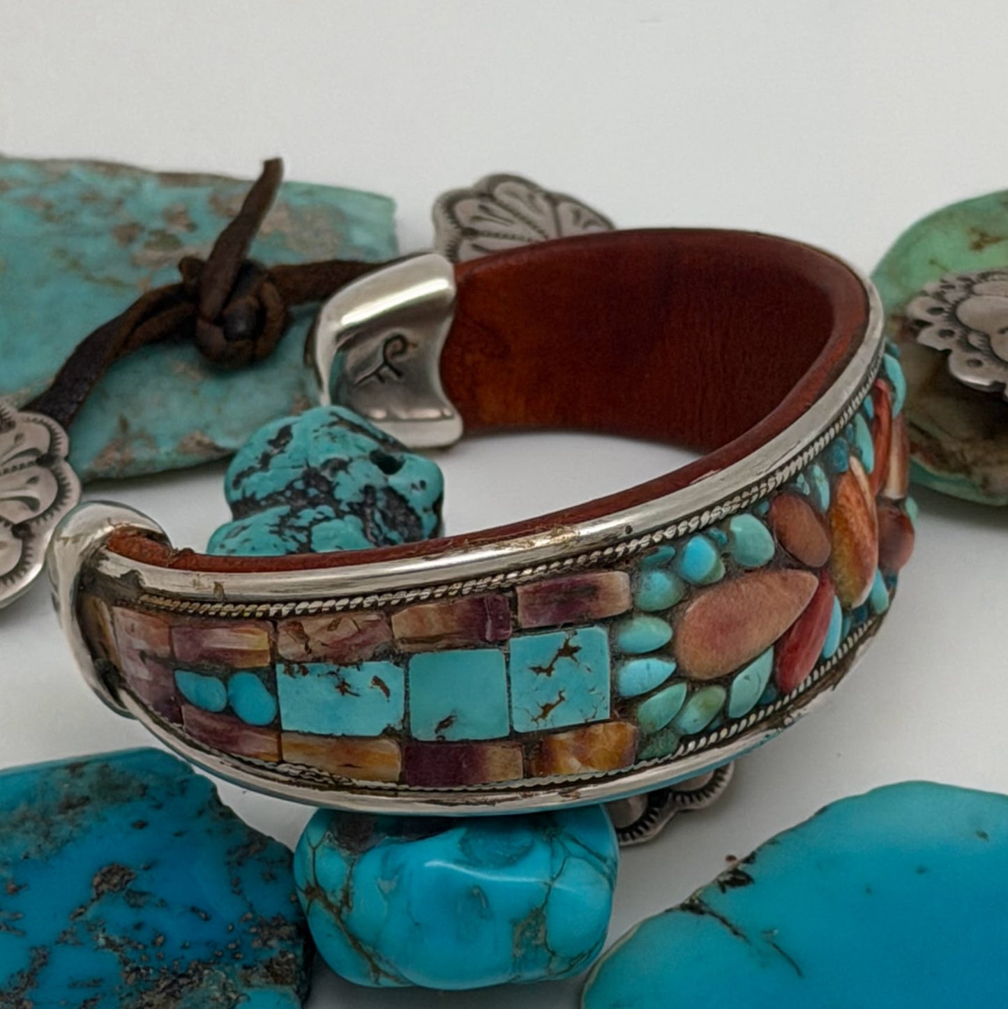 Turquoise & Spiny Oyster Inlay Cuff