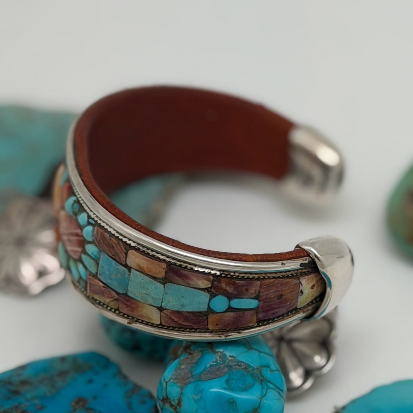 Turquoise & Spiny Oyster Inlay Cuff