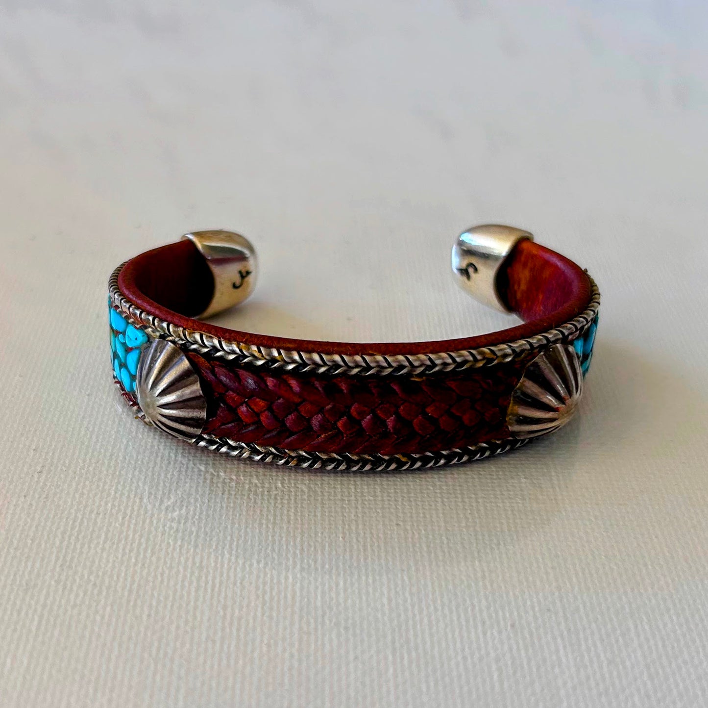 Braided Leather, Turquoise & Silver Cuff