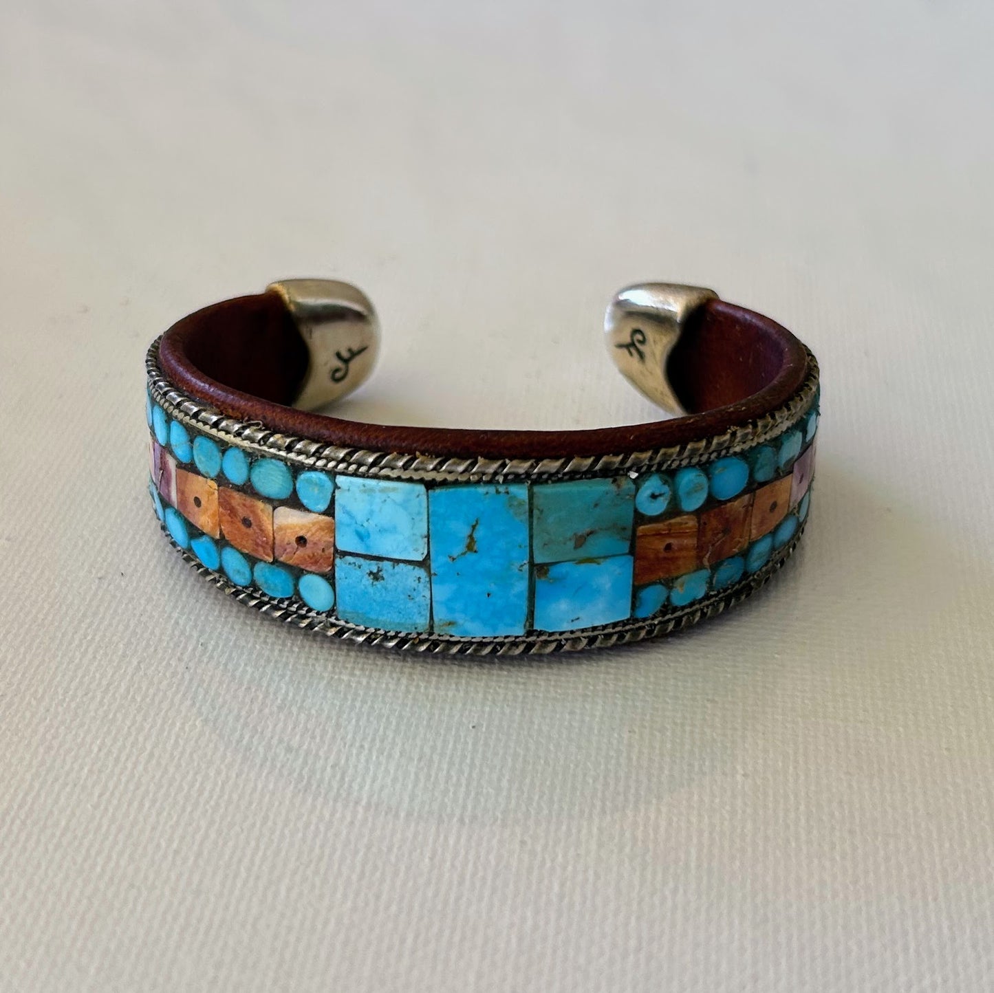 Turquoise & Spiny Oyster Inlay Cuff