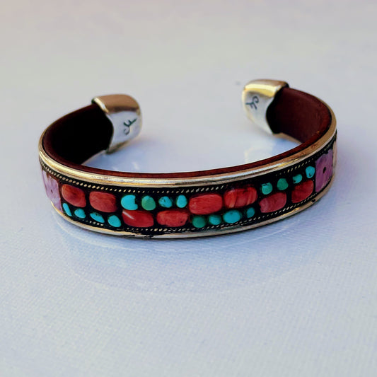 Turquoise & Spiny Oyster Inlay Cuff
